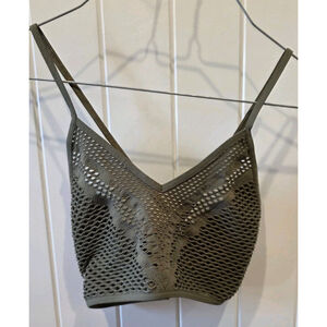 Free People Movement Bralette Army Green Mesh Textured Adjustable Size XS NWOT